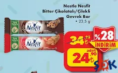 NESTLE NESFİT BİTTER ÇİKOLATALI/ÇİLEKLİ GEVREK BAR 23,5 G fiyat ve kampanya bilgisi